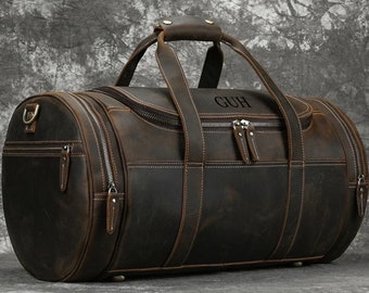 Leder-Reisetasche | Reisetasche aus Leder | Trauzeugen Geschenk | Geschenkideen für Ihn | Herren-Übernachttasche | Personalisiertes Geschenk | Reisetasche
