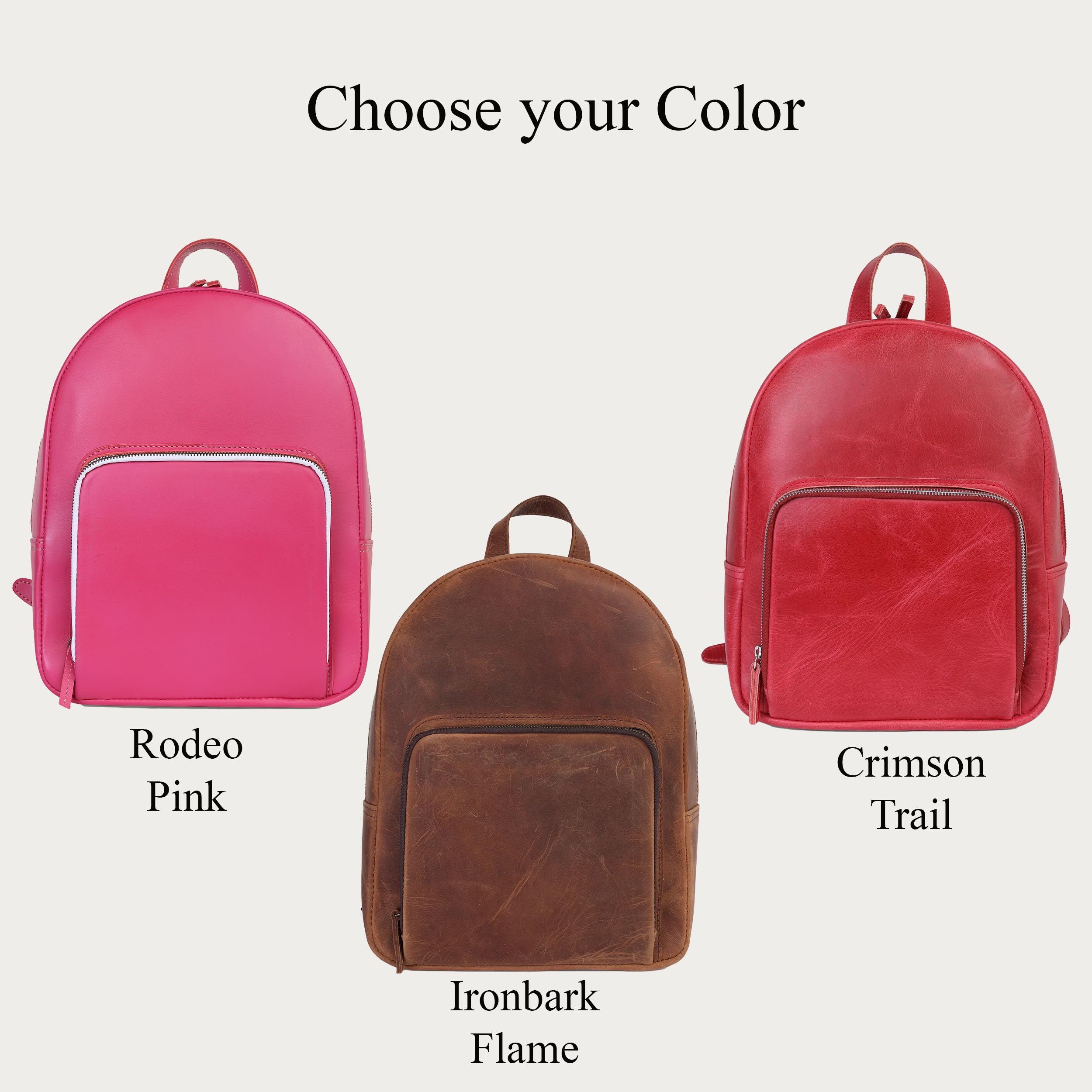 Cherry Red Leather Backpack for Women – Personalized Mini  display picture 1