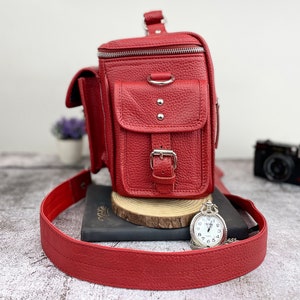 Personalisierte Kameratasche aus Leder, Schulterkameratasche für Canon Nikon Sony DSLR, Kameratasche aus echtem Leder, Vatertagsgeschenk Bild 4