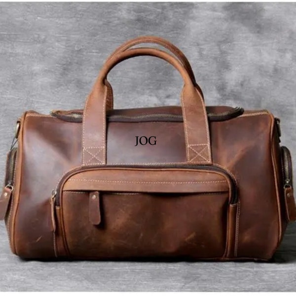 Leather Duffle Bag | Mens Leather Weekender Bag | Gift For Men | Personalized Mens Travel Bag | Personalized Outdoor Bag | Holdall Bag