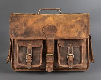 Wrecked Leather Messenger Bag, Leather Briefcase, Satchel office bag, Everyday Bag, Leather school college,portfolio bag