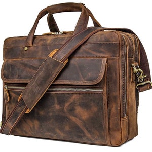 Bolso bandolera profesional de piel, bolso de piel flor, cartera de piel, maletín de piel, portafolios para portátil, regalo de Navidad.
