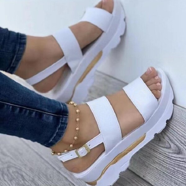 stretchy platform sandals
