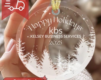 Glass Christmas Ornament Custom Design Business Gift Corporate Client Holiday Present Custom Logo Christmas Decoration Winter Theme Office