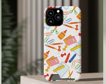 Supplies Custom Phone Case With Card Holder School Supplies Graphic Design Phone Case iPhone Samsung Galaxy Phone Cases Teacher Appreciation