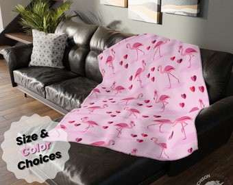 Flamingo Bedding Customizable Blanket Flamingo Gifts Flamingos in Love Throw Blanket Adult Minky Blanket Flamingo Decor Couch Throw Blanket