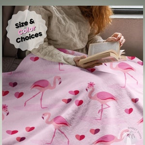 Couples Blanket Pink Flamingo Blanket Personalized Blanket Reversible Blanket Valentine Blanket Minky Blanket Soft Cozy Throw Blanket