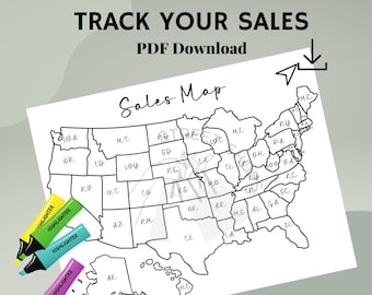 Printable US Sales Map Digital Download Map Small Business Sales Map Tracker Virtual Sales Tool Order Tracker Sales Tracker Coloring Page