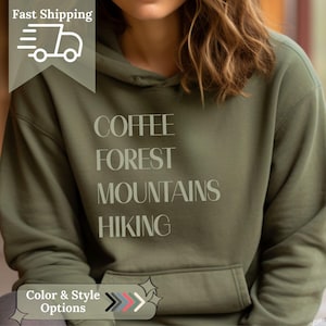 Coffee Lover Hiking Hoodie: Mountain Adventure Pullover