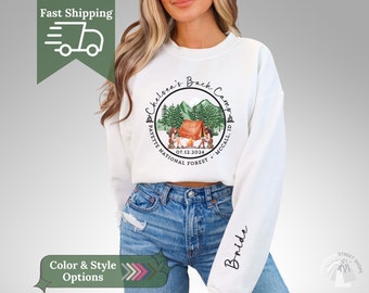 Sweat EVJF personnalisé mariée randonnée EVJF, sweat-shirts ras du cou, thème nature sauvage Camp EVJF, Camp personnalisé Bach