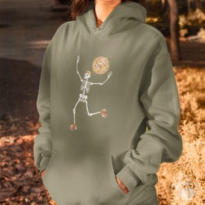 Felpa con cappuccio da pattinaggio a rotelle Disco Scheletro Halloween Pattinaggio a rotelle Felpa Scheletro sui pattini Pullover retrò Pista di pattinaggio Abbigliamento spettrale di Halloween