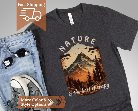 Forest Themed T Shirt Pine Tree Nature Shirt Therapy Shirt Adventure Tshirt Nature Lover Shirt Mountains Outdoor Hiking Shirt Camping Shirts