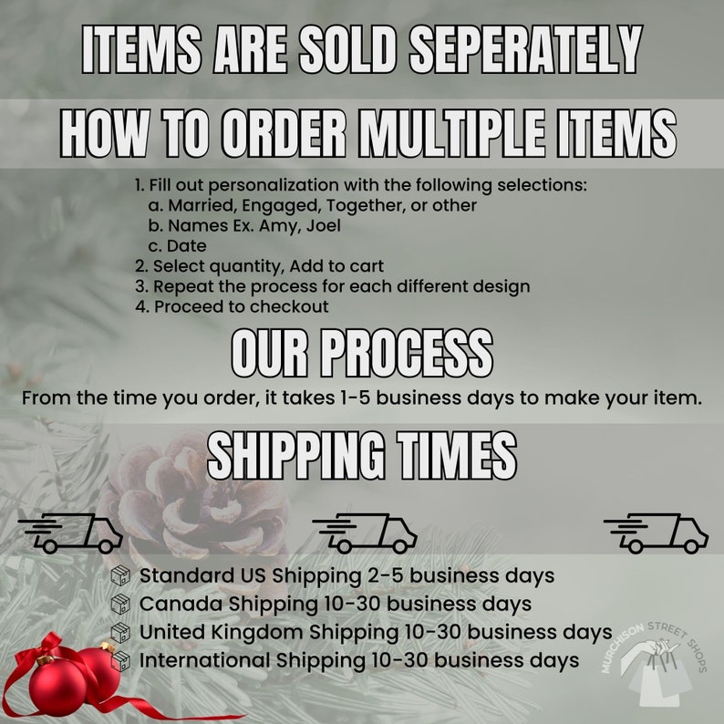 Information card with detail about taking 1 to 5 business days to process. Free shipping for orders of 35 dollars or more and standard US shipping time of 2 to 5 business days.