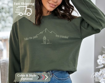 Dog Mom Hiking Sweatshirt Dog Lover Crewneck Mountain Trail Sweatshirt Outdoor Adventure Sweatshirt Nature Lover Gift Camping Sweatshirt