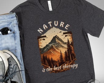 Forest Themed T Shirt Pine Tree Nature Shirt Therapy Shirt Adventure Tshirt Nature Lover Shirt Mountains Outdoor Hiking Shirt Camping Shirts