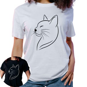 Cat T-Shirt - Cat Mom Cat Mother - Gift for Cat Lovers - White Cat - Shirt with Cat - Minimalist - Unisex Shirt