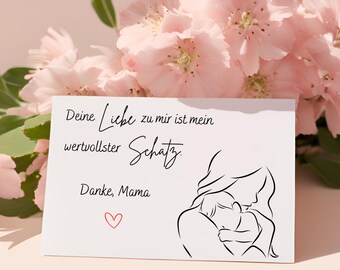 Wenskaart voor moeder, digitaal bestand, ansichtkaart en vouwkaart voor mama, cadeau voor moeders, beste mama, lieve mama, Moederdagcadeau