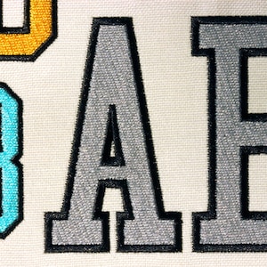 Narrow College Font with Outline Machine Filled Embroidery Alphabet Team Players Sizes: 1&quot;, 1.25&quot;, 1.5&quot;, 2&quot;, 2.5&quot;, 3&quot;, 3.5&quot; BX included 1089