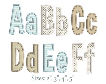 Narrow Applique Font Machine Embroidery Alphabet 4 sizes: 2", 3", 4", 5" BX format is included 1067