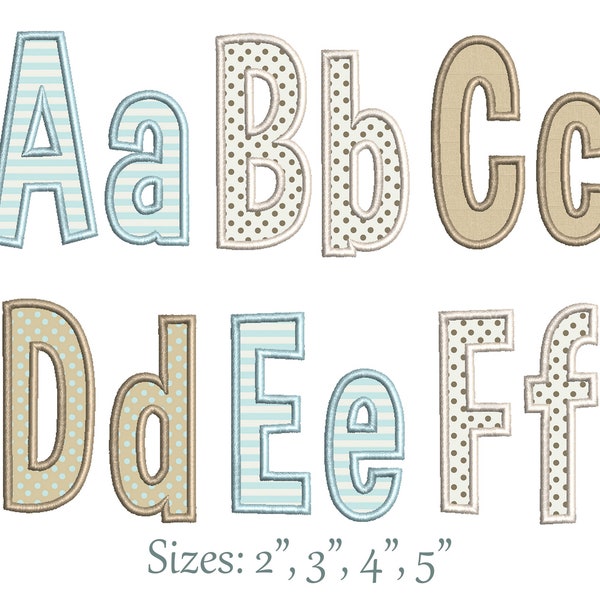 Narrow Applique Font Machine Embroidery Alphabet 4 sizes: 2", 3", 4", 5" BX format is included 1067