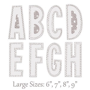 Narrow Raggy Applique Font Machine Embroidery Free Edge Alphabet 4 large sizes: 6&quot;, 7&quot;, 8&quot;, 9&quot; BX format is included 1043