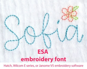 ESA Bean Stitch Script #2 Machine Embroidery Font Alphabet 1111