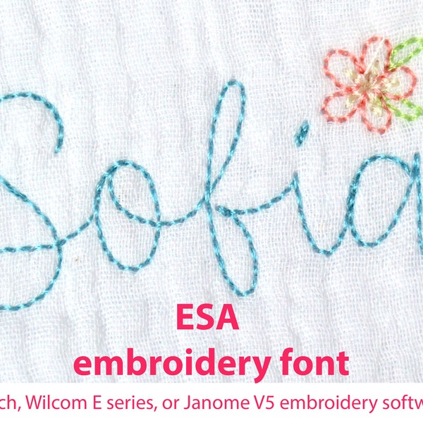 ESA Bean Stitch Script #2 Machine Embroidery Font Alphabet 1111