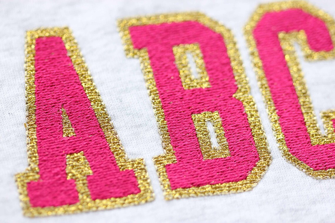 Narrow College Font Athletic Block Machine Embroidery Sport Alphabet ...