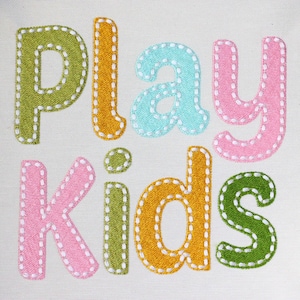 Step Stitch Embroidery Font - Machine Embroidery Alphabet - Filled Stitch Letters - Running Stitch Accent 7 sizes - BX included