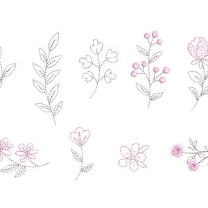 Flower Mini Embroidery Designs Set 45 Individual Sketch Files - Etsy