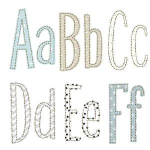 Raggy Narrow Applique Font for Machine Embroidery Free Edge Narrow Alphabet 5 sizes BX included 1035