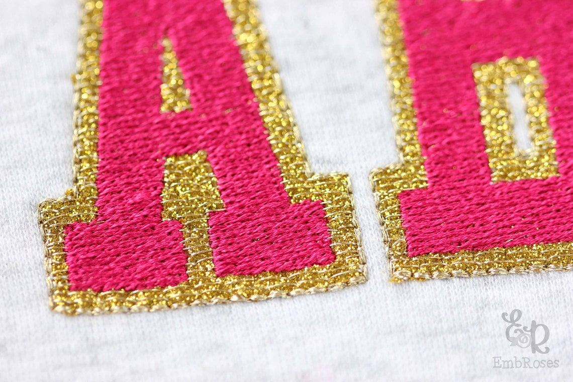 Narrow College Font Athletic Block Machine Embroidery Sport Alphabet ...