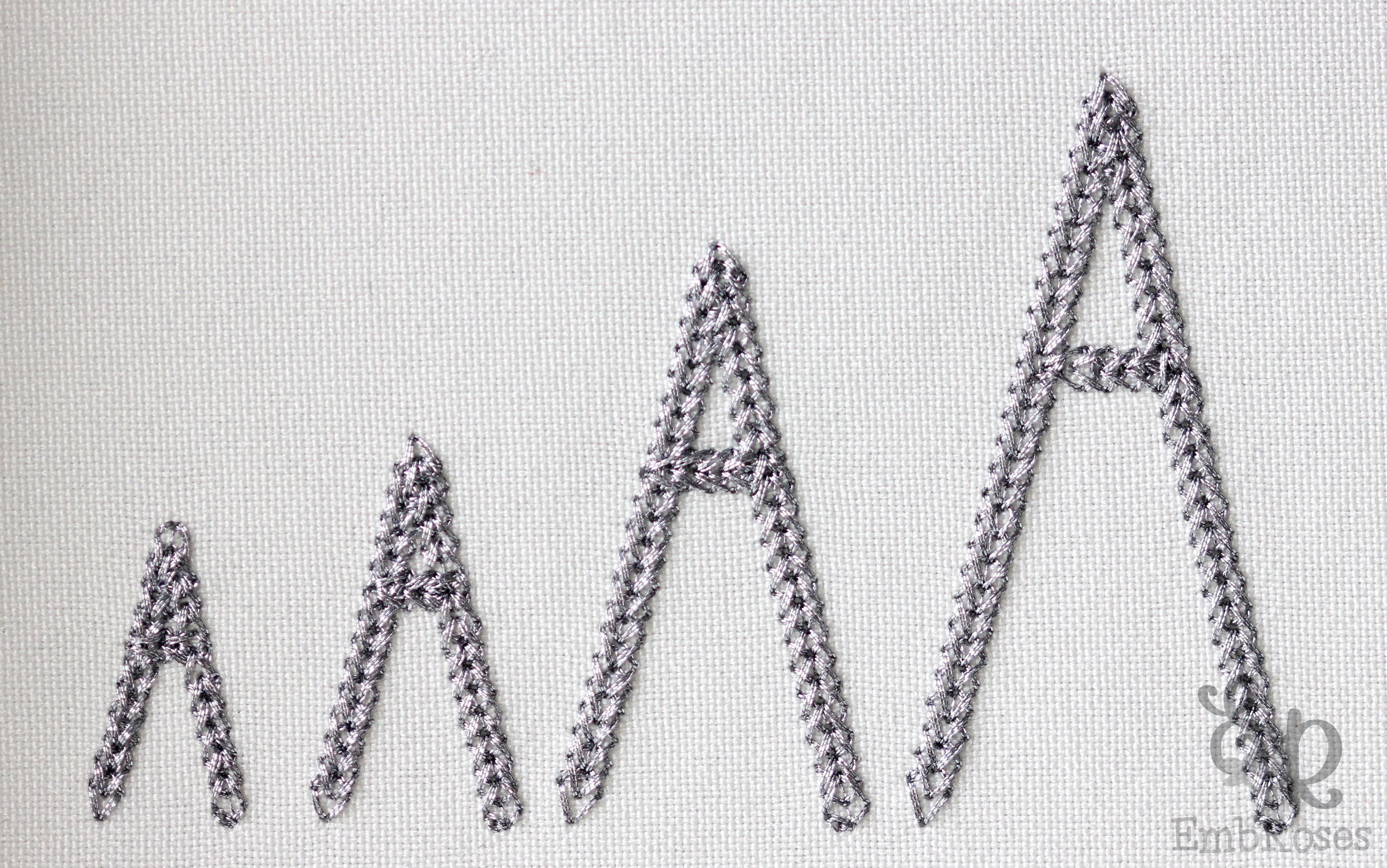 Chain Script Caligraphy Dense Chain Script Farmhouse Machine Embroidery Font Alphabet 4 Sizes ...