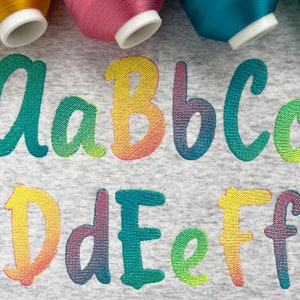 Gradient Font for Machine Embroidery ORDINARY THREADS required Ombre Alphabet 5 sizes: 1.7&quot;, 2&quot;, 2.5&quot;, 3&quot;, 3.5&quot; BX format included 1002