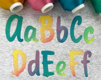 Gradient Font for Machine Embroidery ORDINARY THREADS required Ombre Alphabet 5 sizes: 1.7&quot;, 2&quot;, 2.5&quot;, 3&quot;, 3.5&quot; BX format included 1002