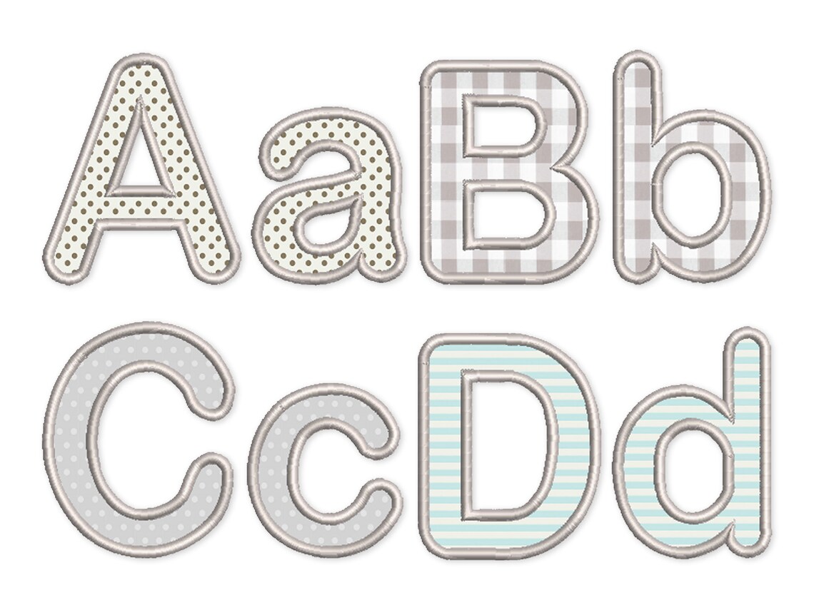 Satin Applique Font Machine Embroidery Round Alphabet 4 Sizes: 2