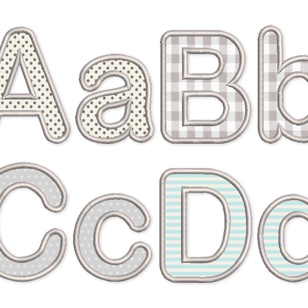 Satin Applique Font Machine Embroidery Round Alphabet 4 sizes: 2", 3", 4", 5" BX format is included 1081