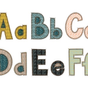 Zigzag Applique Font for Machine Embroidery Alphabet 2&quot;, 3&quot;, 4&quot;, 5&quot;  sizes BX included 1009