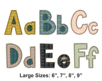 Zigzag Applique Font for Machine Embroidery Alphabet 6&quot;, 7&quot;, 8&quot;, 9&quot;  sizes BX included 1019