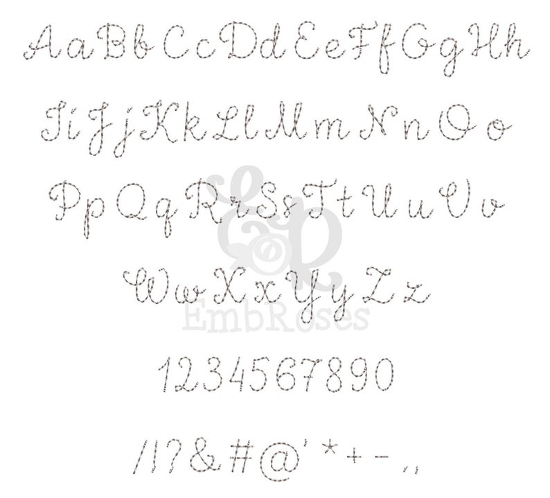 Bean Stitch Font for Machine Embroidery Alphabet 6 Sizes Etsy