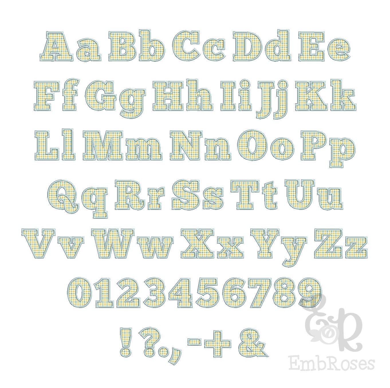 Satin Applique Font Machine Embroidery Alphabet 4 Sizes: 2