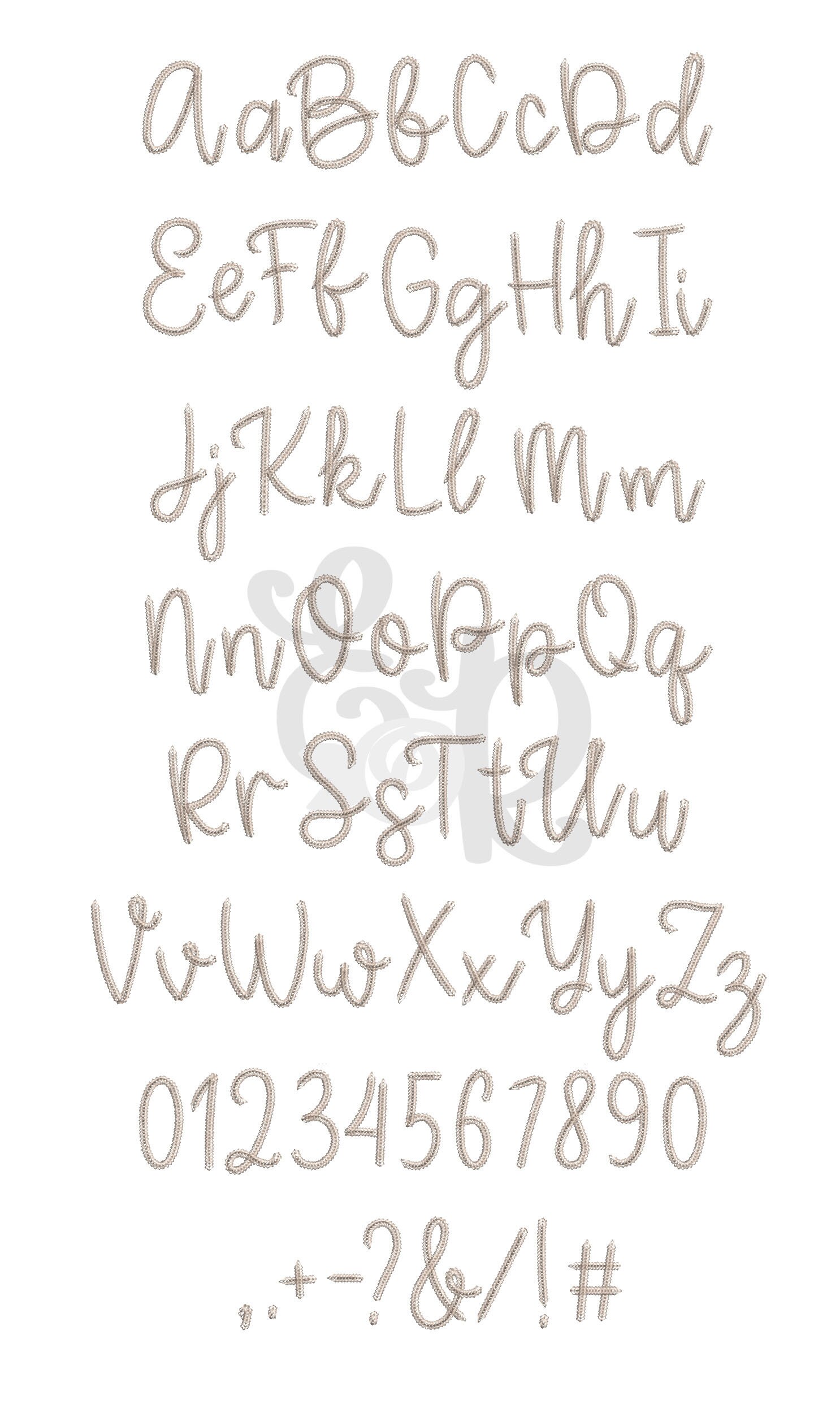 Chain Script Caligraphy Dense Chain Script #2 Machine Embroidery Font Alphabet 4 Large Sizes: 2 ...