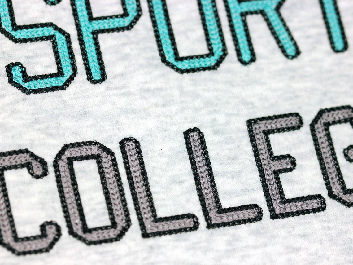 Chain Narrow Machine Embroidery 2 Color Font With Outline Alphabet 5 ...
