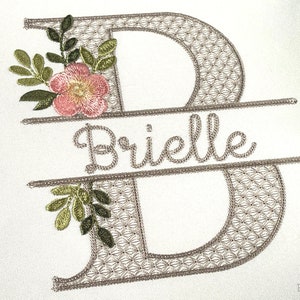 A-Z Split Monogram for Machine Embroidery Flower Motif Alphabet 5 sizes BX format included 1064