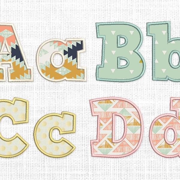 Satin Applique Font Machine Embroidery Alphabet 4 tailles : 2", 3", 4", 5" Le format BX est inclus 1054