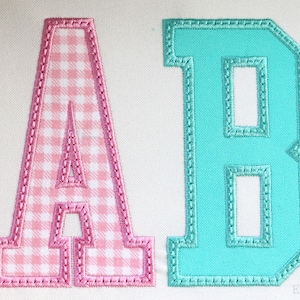 Narrow Applique College Font with Bean Stitch Machine Embroidery Sport Alphabet sizes: 2&quot;, 2.5&quot;, 3&quot;, 3.5&quot;, 4&quot;, 4.5&quot;, 5&quot; BX included 1104