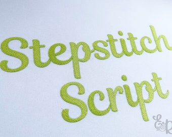 Step Stitch Script for Machine Embroidery Font 5 sizes: 1", 1.5", 2", 2.5", 3" BX included 1056