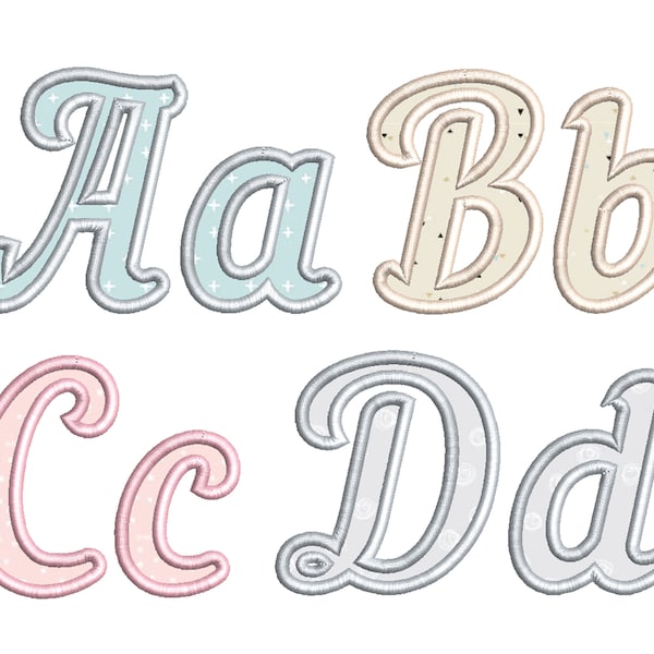 Satin Embroidery Font Applique Alphabet 4 sizes: 2", 3", 4", 5" BX format is included 1022