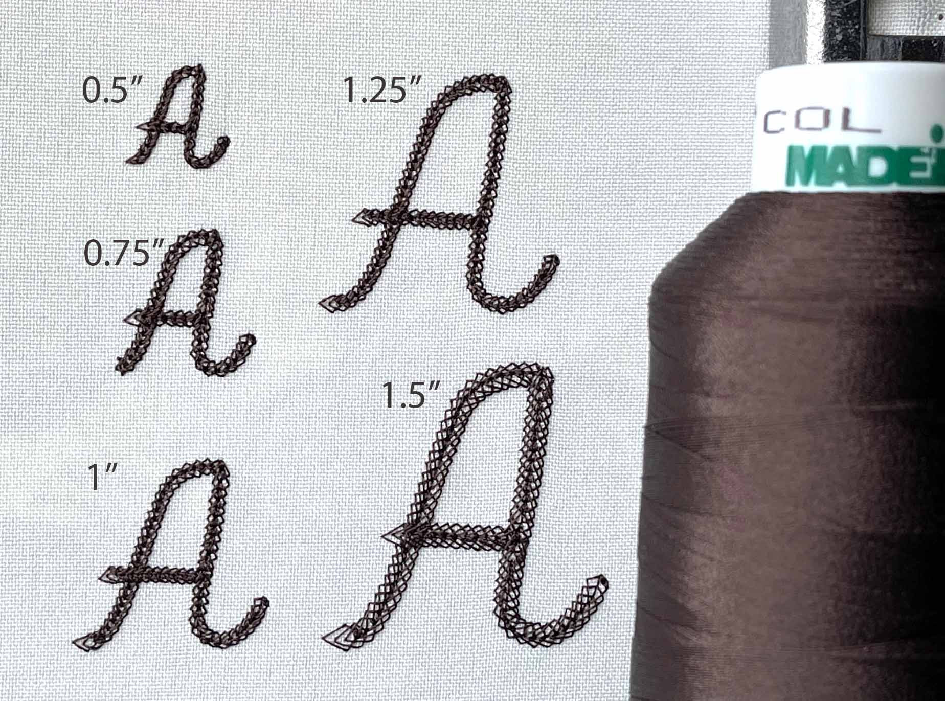 Chain Script #3 Machine Embroidery Font Alphabet 5 Sizes: 0.5