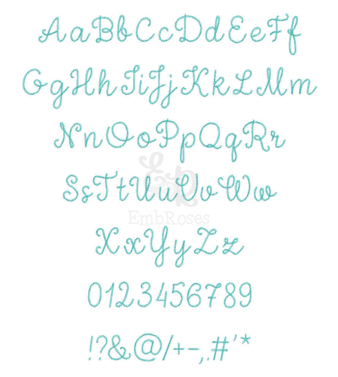 Chain Script Caligraphy ESA Font Light Chain Script Font #4 for Machine Embroidery Alphabet ...